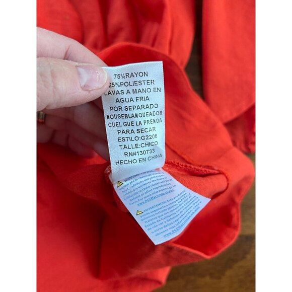 Umgee Coral Scarlet Scalloped V-Neck Side Tie Flare Relaxed Fit Romper S - Picture 4 of 8